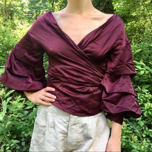 DO+BE Women’s Ruby Red Satin Top Size Small Medium